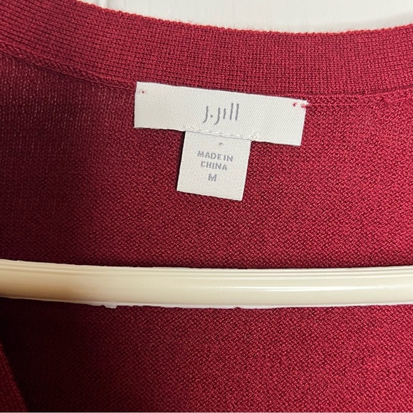 J Jill Sweater Women's Burgundy Red wool blend Knit Cardigan Button up medium - Picture 4 of 13